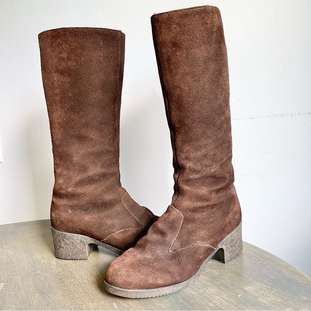 VTG Drapers of Glastonbury Brown SheepSkin Leather Tall Riding Boots Size 8